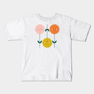 happy flowers enjoy life positive smile smiley faces humor funny cute nature Kids T-Shirt